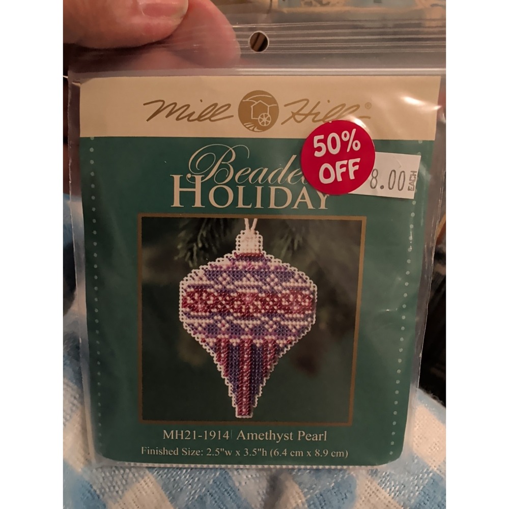 New Kit Mill Hill Glass Beaded Holiday Ornament MH21-1914 Amethyst Pearl
